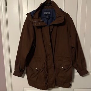 VTG Lands' End Harrington Dark Brown Navy Interior Thinsulate Quilted Jacket - L